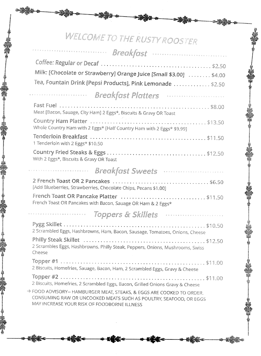 Rusty Rooster Menu - Image 4